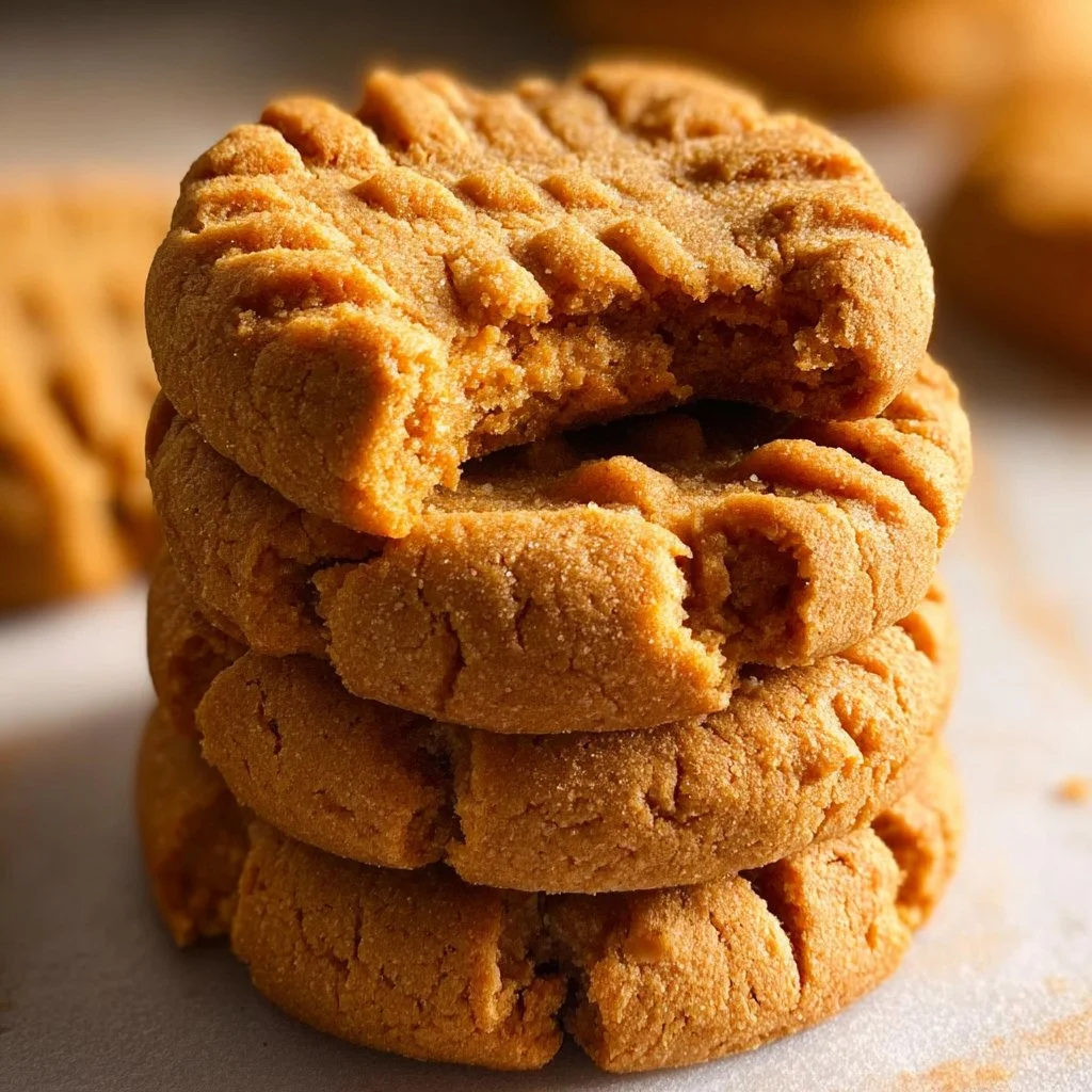 Homemade Peanut Butter Cookies on a plate, ready to enjoy.