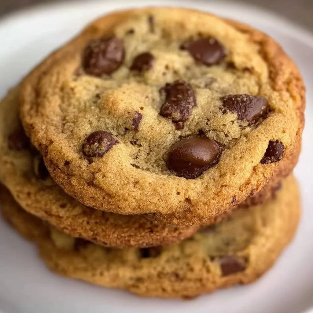Baked perfect chocolate chip cookies on a cooling rack.