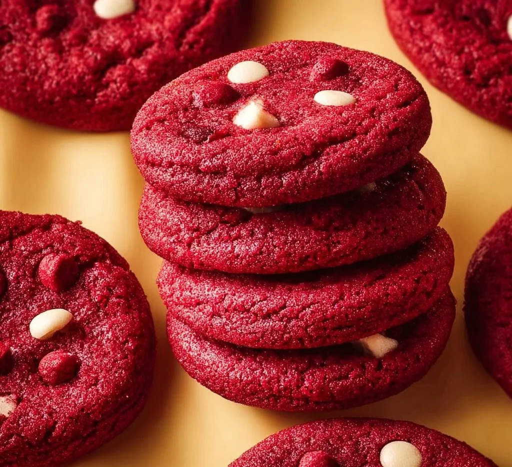 Delicious homemade Red Velvet Cookies with cream cheese frosting