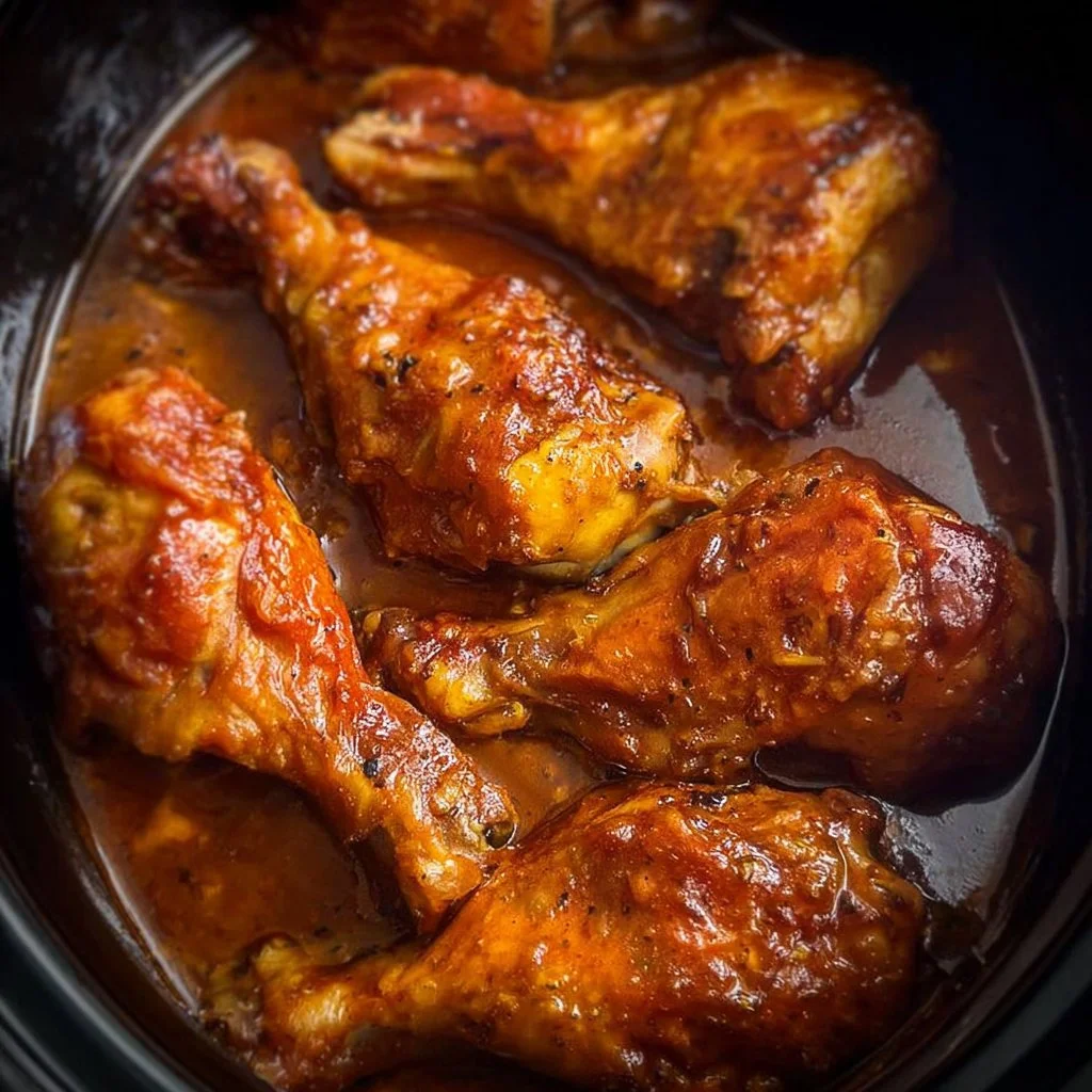Delicious slow cooker chicken drumsticks ready to be served