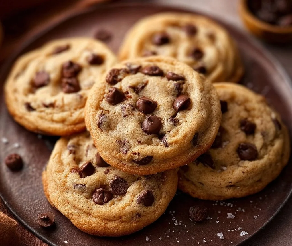 Small batch chocolate chip cookies freshly baked on a cooling rack