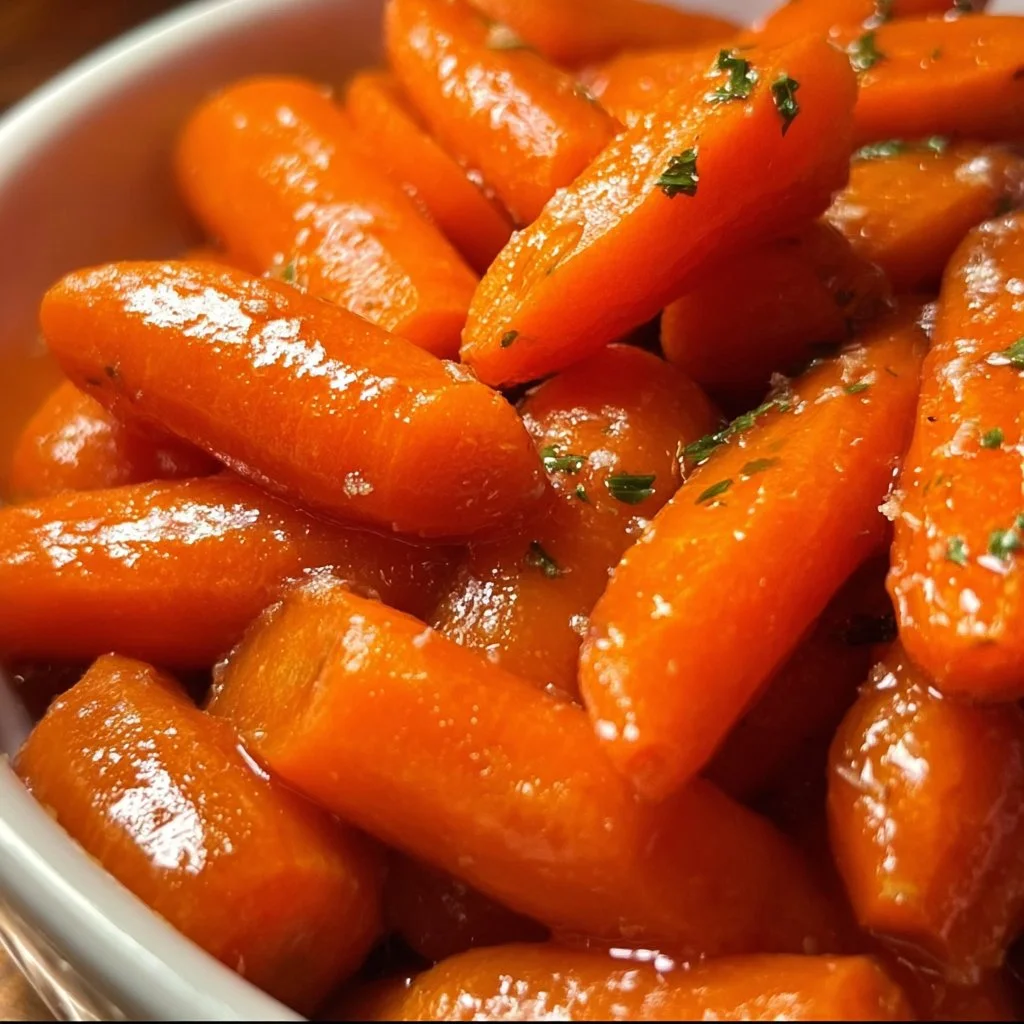 Delicious sweet crockpot glazed carrots served in a bowl