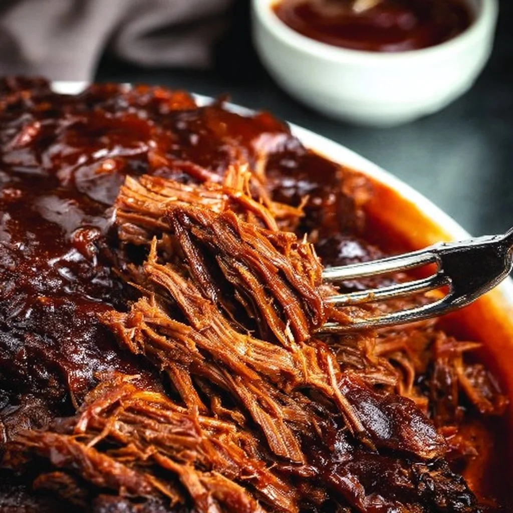 Tender BBQ brisket served with sides and sauce.