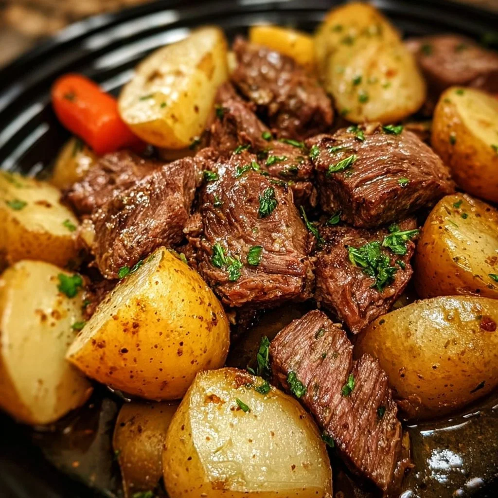 Delicious crockpot steak with potatoes, a comforting and easy recipe.