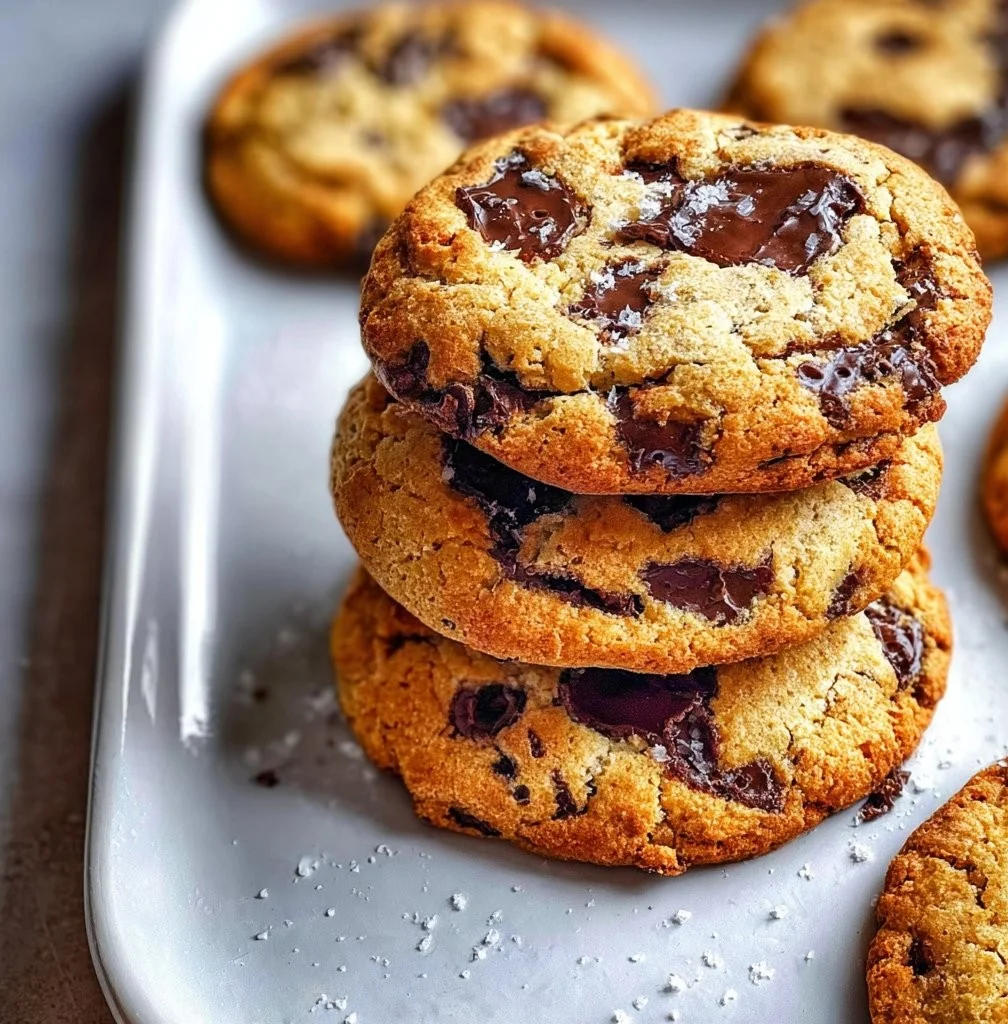 Freshly baked Vegan Chocolate Chip Cookies on a plate