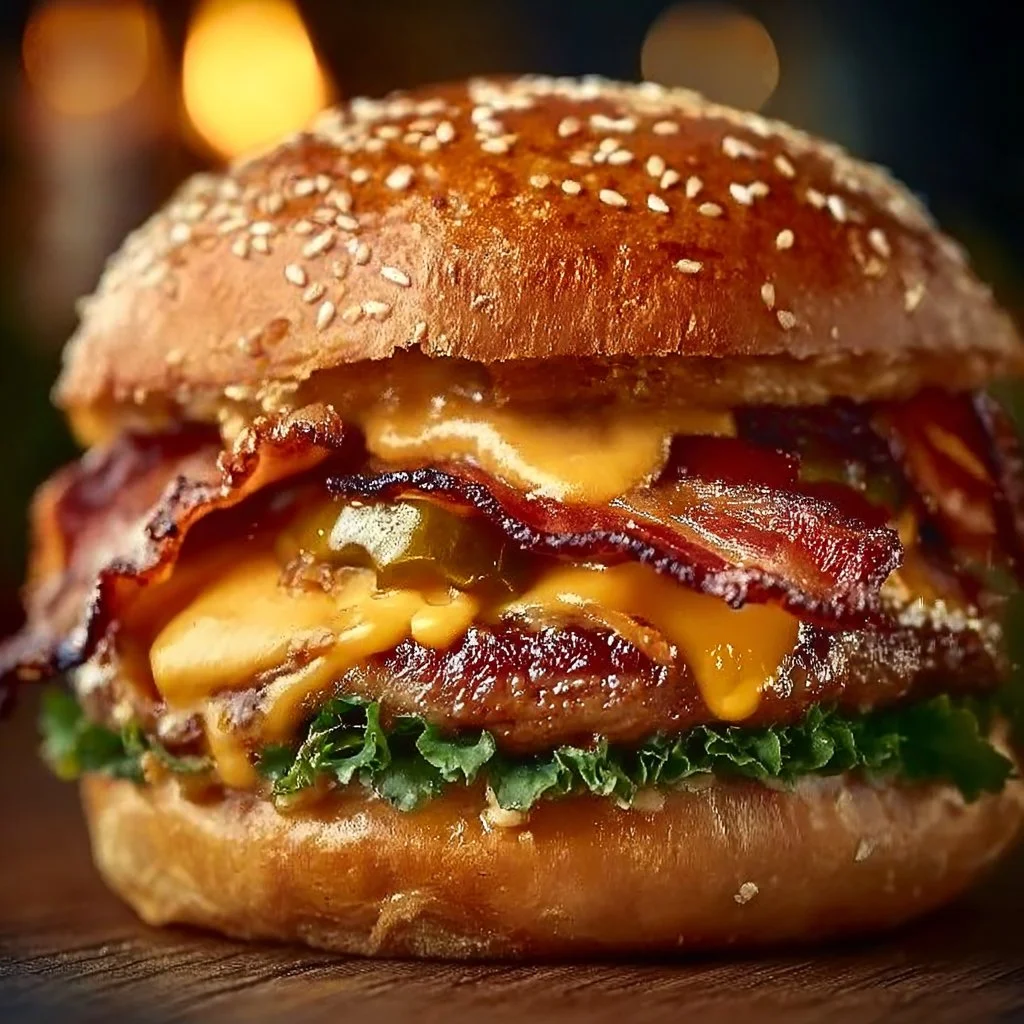Delicious Crack Burger with toppings served on a plate