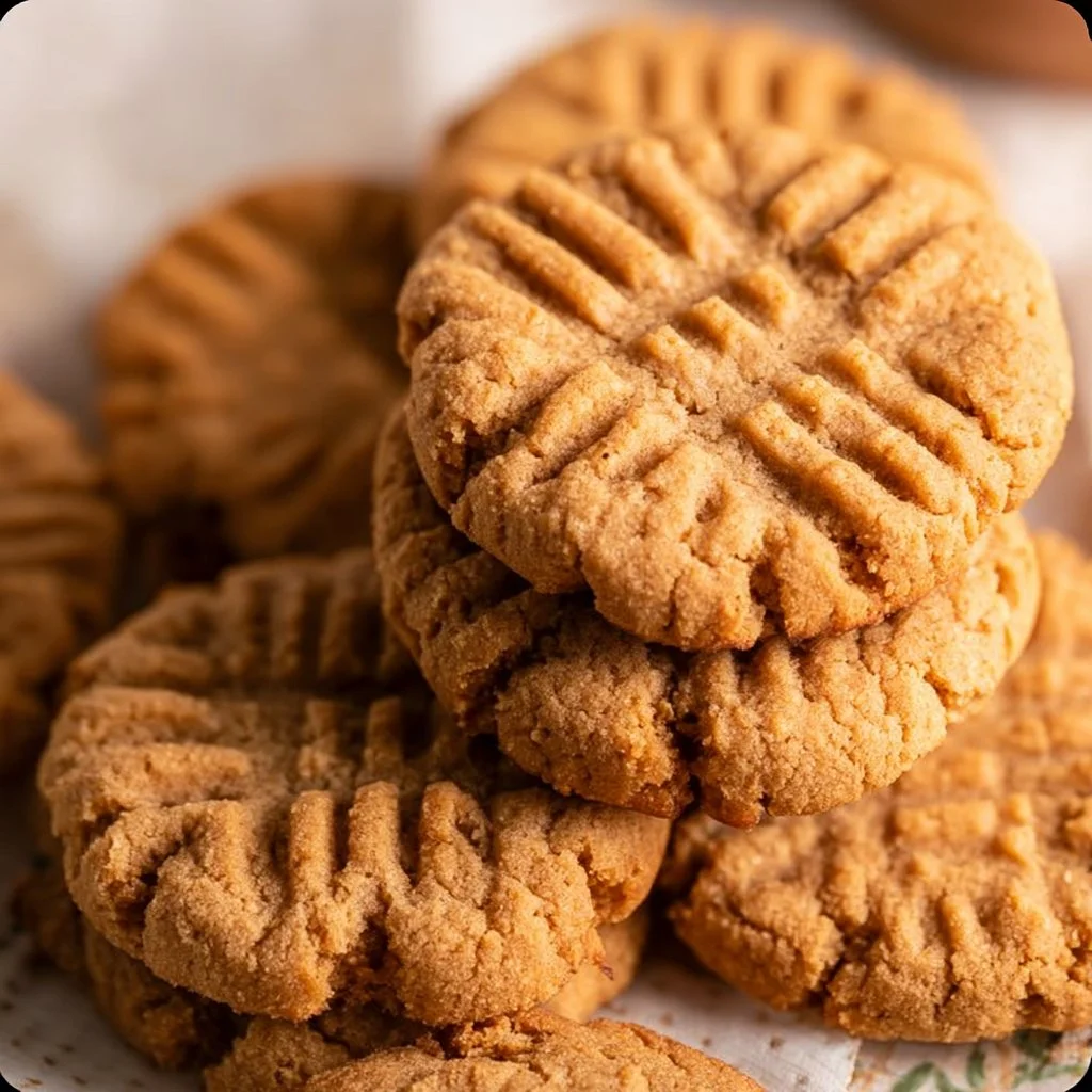 Three-ingredient peanut butter cookies on a plate ready to enjoy