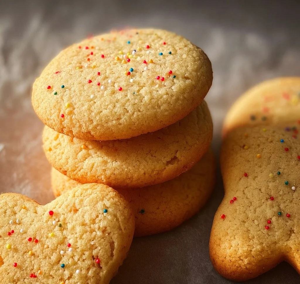 A batch of golden brown air fryer sugar cookies on a cooling rack.