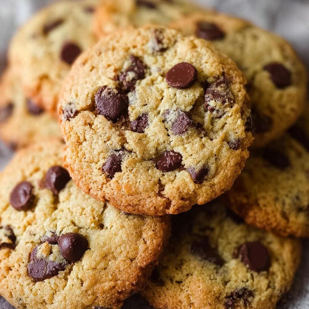 Delicious almond flour chocolate chip cookies on a plate.