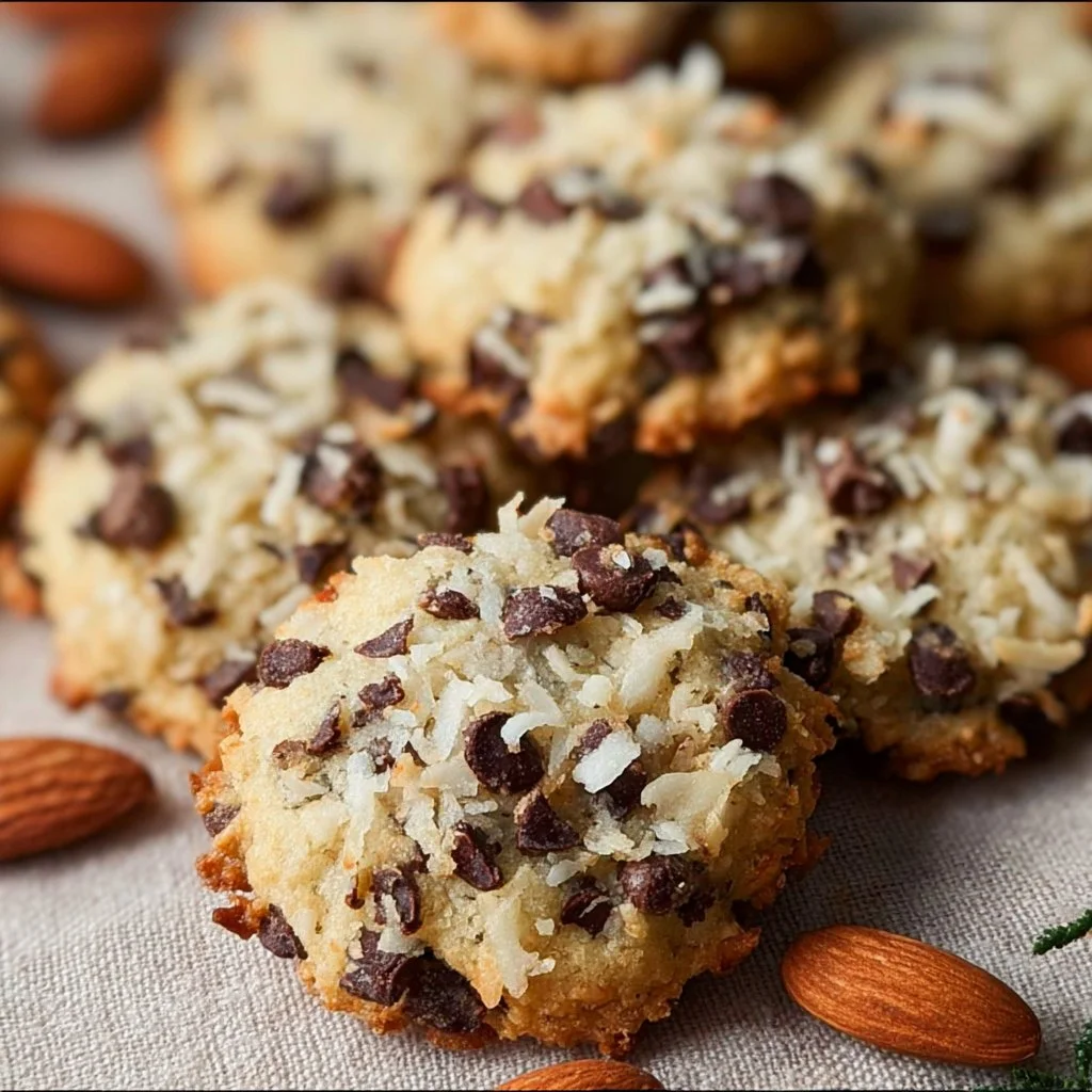 Delicious Almond Joy Cookies with chocolate, coconut, and almonds