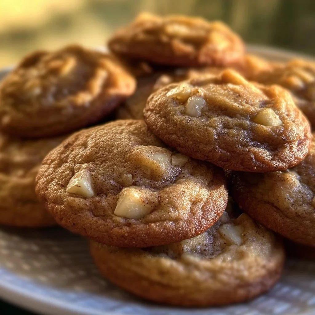 Homemade banana bread cookies on a plate with a sprinkle of nuts