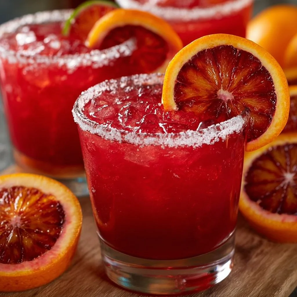 Refreshing Blood Orange Margarita cocktail with vibrant color and garnishes