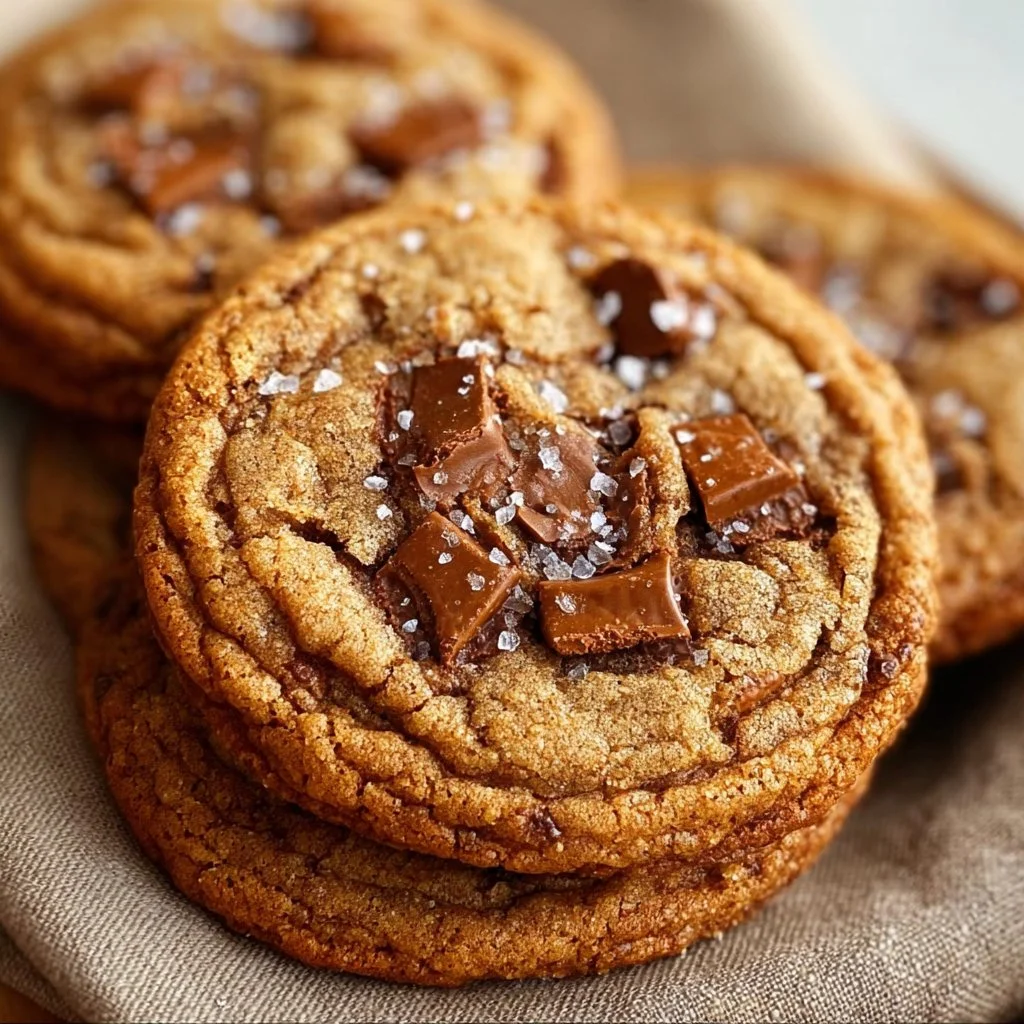 Brown Butter Coffee Toffee Cookies with toffee bits and coffee flavor