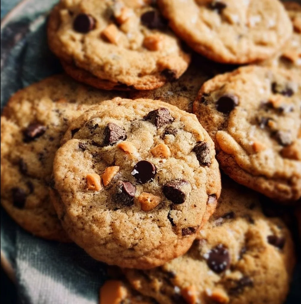 Butterscotch chocolate chip cookies fresh out of the oven