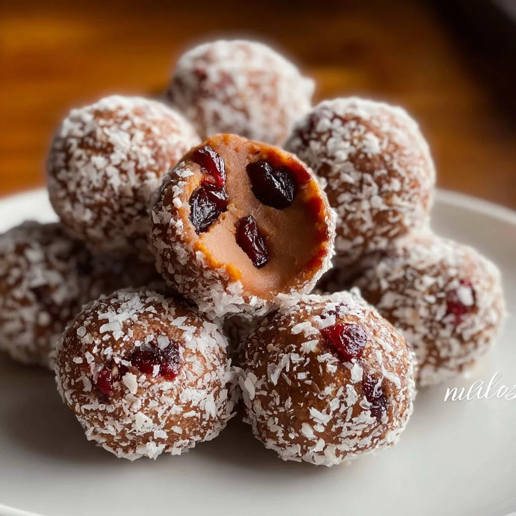 Delicious homemade Cherry Bourbon Balls on a white plate