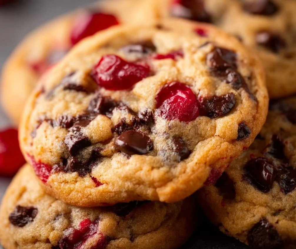 Delicious Cherry Chocolate Chip Cookies with cherries and chocolate chips