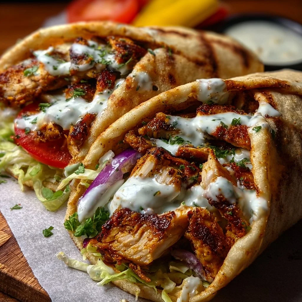 Delicious Chicken Shawarma served with creamy garlic sauce