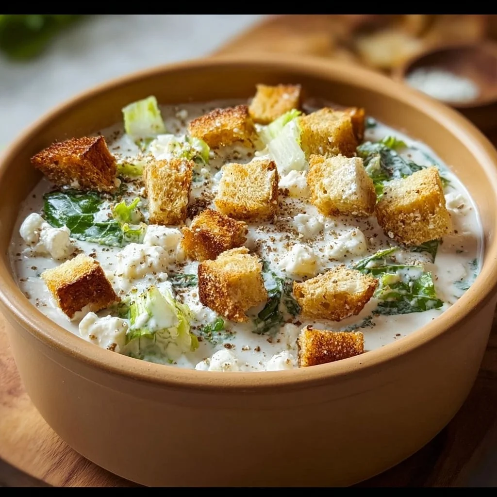 Creamy Cottage Cheese Caesar Dressing in a bowl with fresh ingredients.