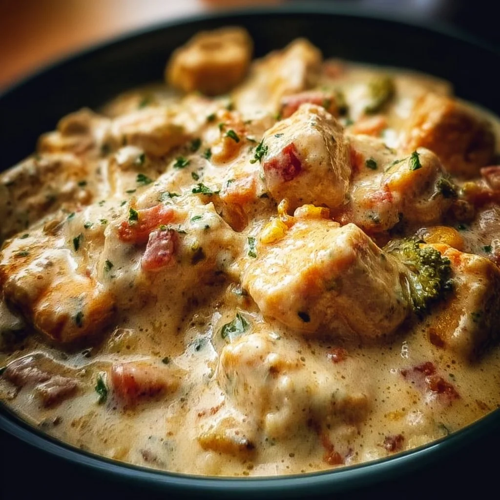 Creamy Ranch Chicken in a Crock Pot with fresh herbs and spices
