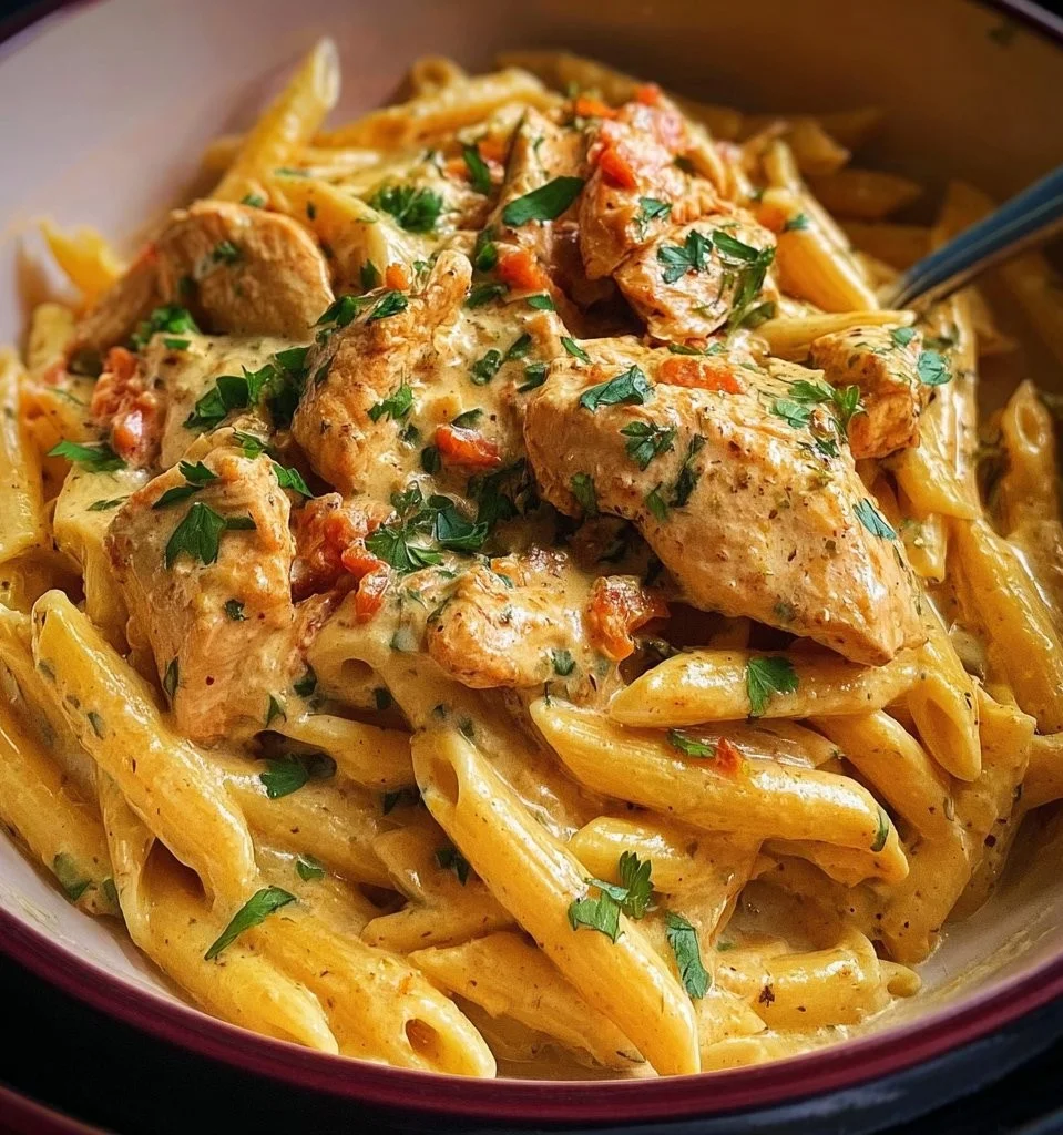 Delicious Crock Pot Cajun Chicken Pasta served in a bowl