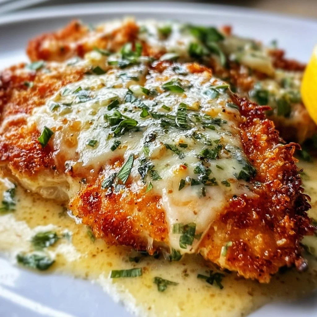 Delicious Crusted Chicken Romano with cheese and herbs