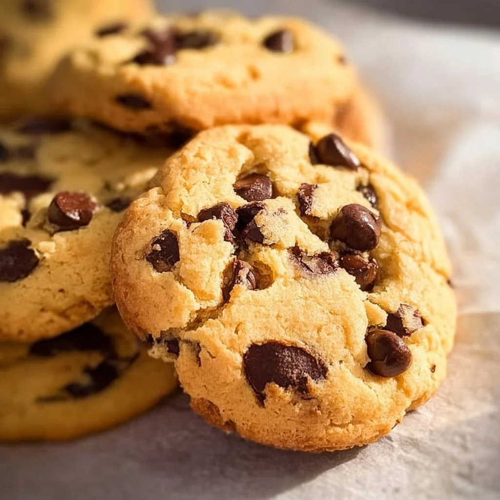A batch of freshly baked easy chocolate chip cookies on a cooling rack.