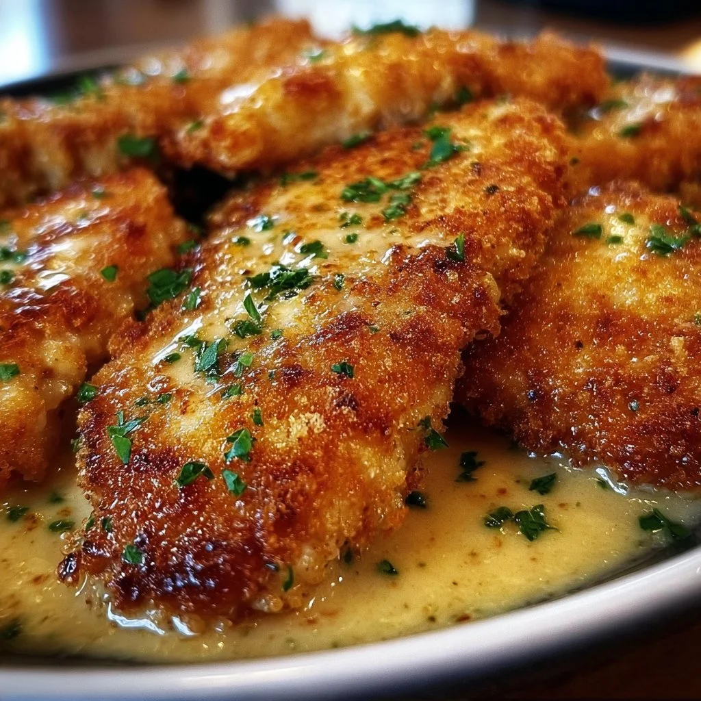 Delicious Easy Longhorn Steakhouse Parmesan Chicken served with herbs and spices
