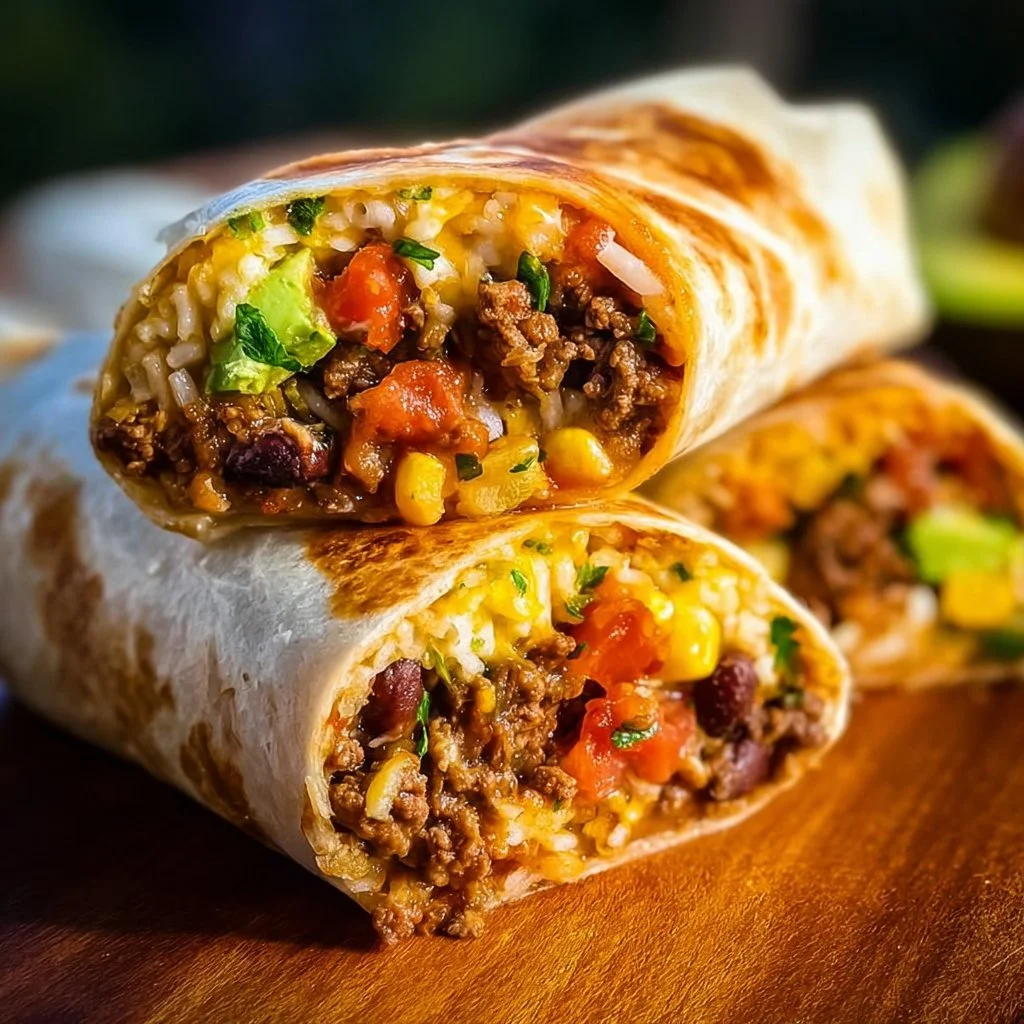 Delicious homemade easy Mexican burritos on a colorful plate