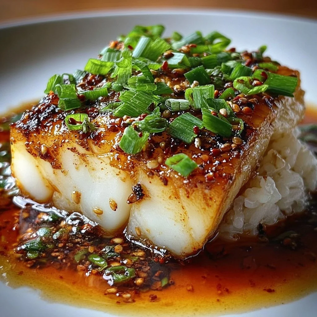 Delicious Ginger Soy Glazed Cod served with vegetables on a plate