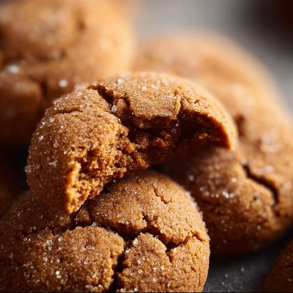 Freshly baked gingersnap cookies with a crispy texture and spiced flavor