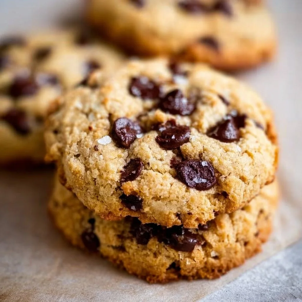 Gluten-free chocolate chip almond flour cookies freshly baked on a plate