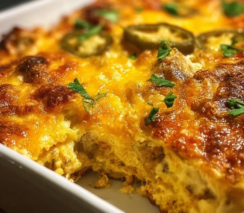 Delicious Green Chile Egg Casserole served on a plate