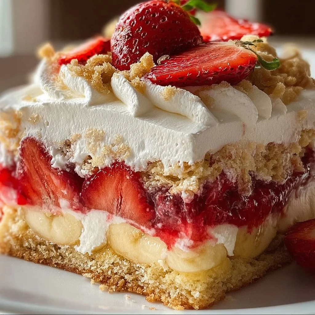 Half Strawberry Shortcake and Half Banana Pudding Cake for dessert lovers