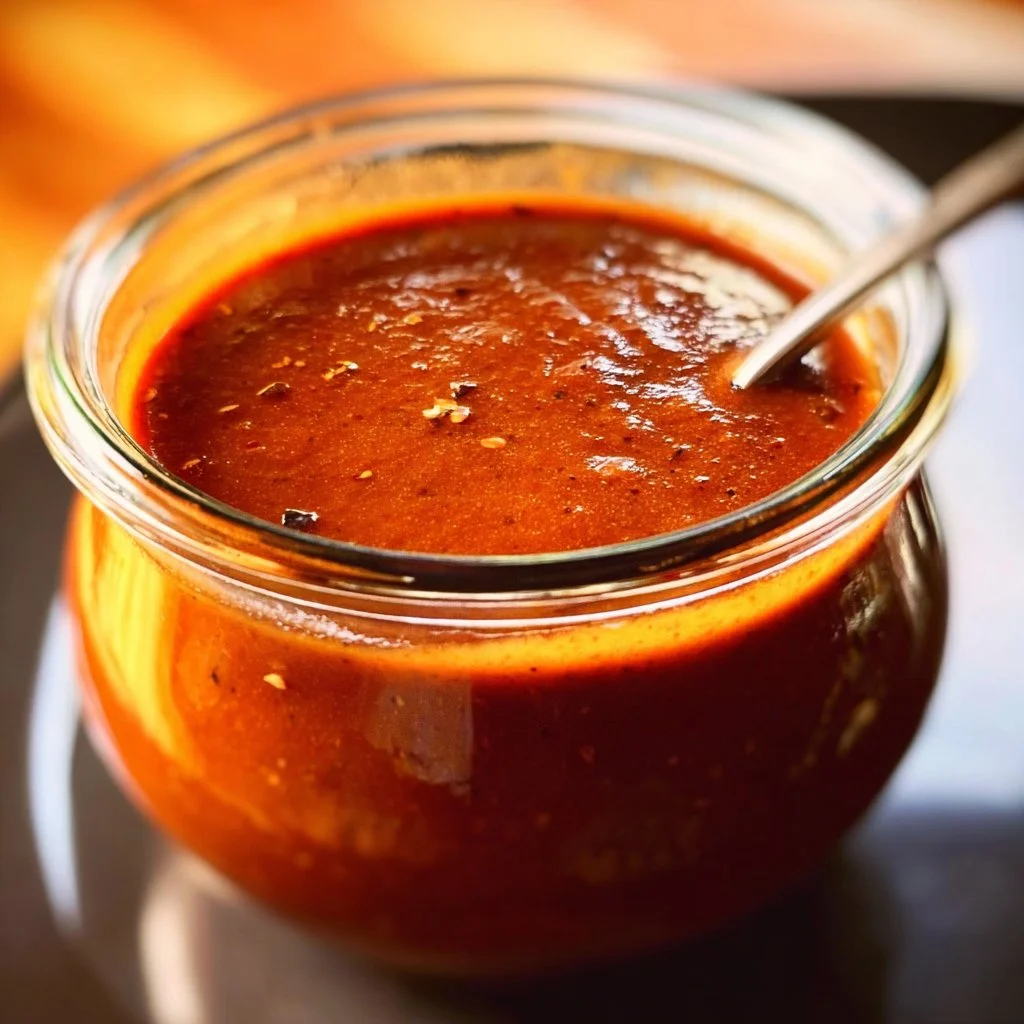 Bowl of homemade enchilada sauce with fresh ingredients