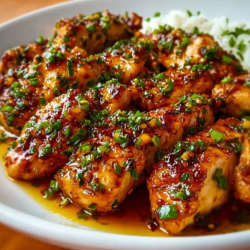 Deliciously glazed Honey Garlic Chicken Breasts on a plate