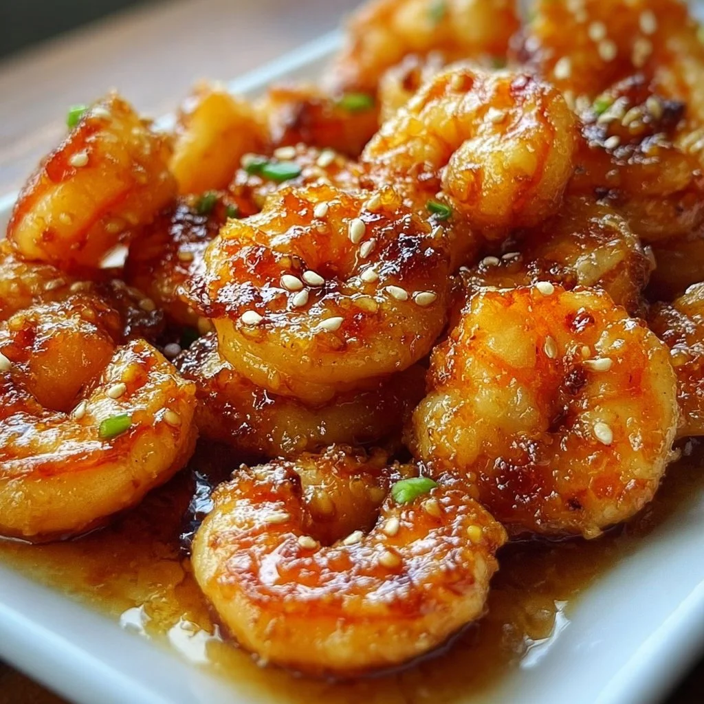 Delicious honey garlic shrimp bites served on a platter