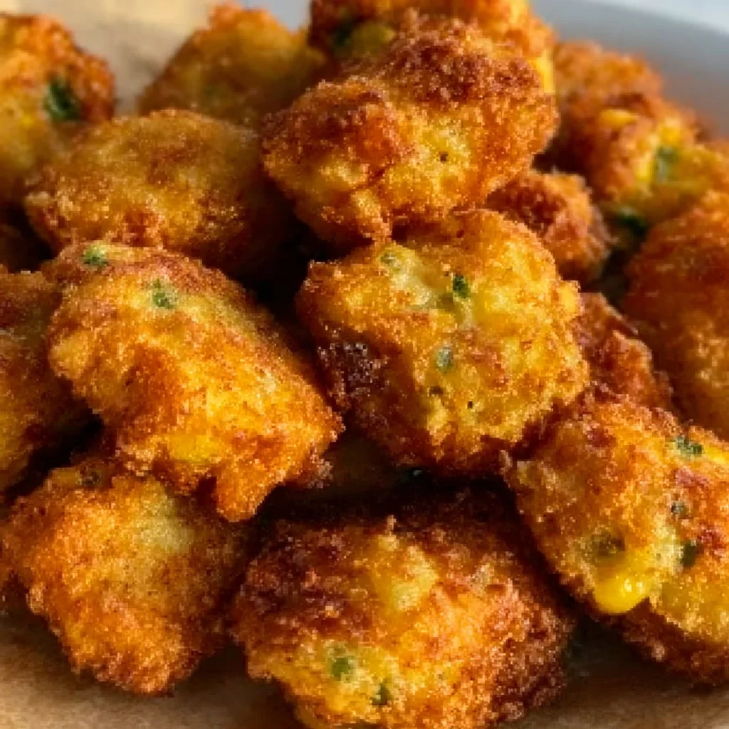 Delicious jalapeno corn nuggets ready to be served as an appetizer.