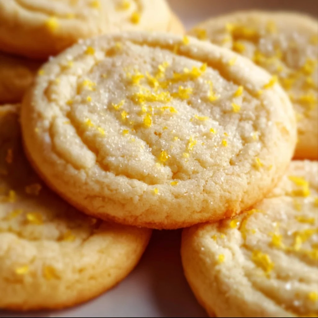 Freshly baked lemon sugar cookies on a cooling rack