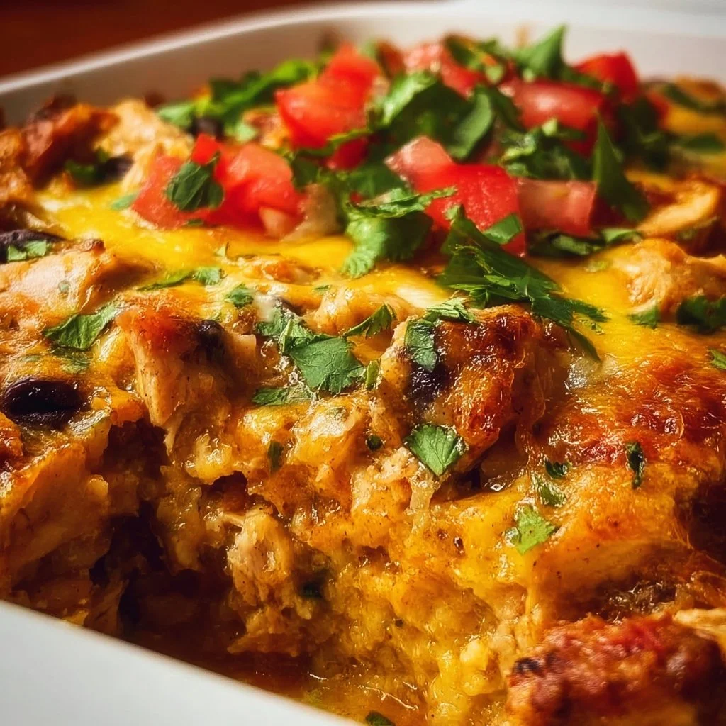 Delicious Mexican Chicken Casserole baked with flavorful ingredients