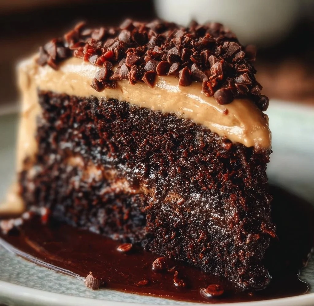 Delicious Mexican Chocolate Cake topped with chocolate frosting and spices