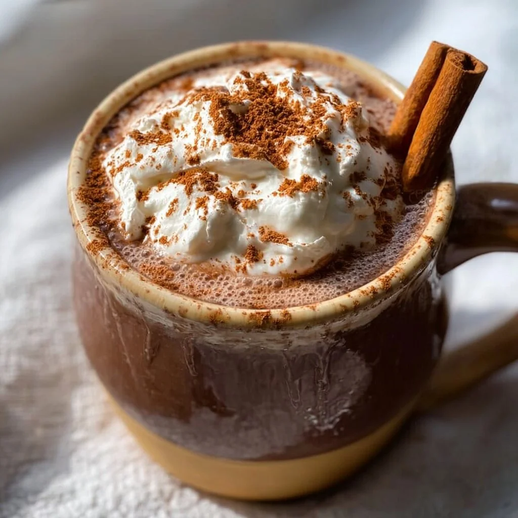 Delicious homemade Mexican hot chocolate served in a traditional mug