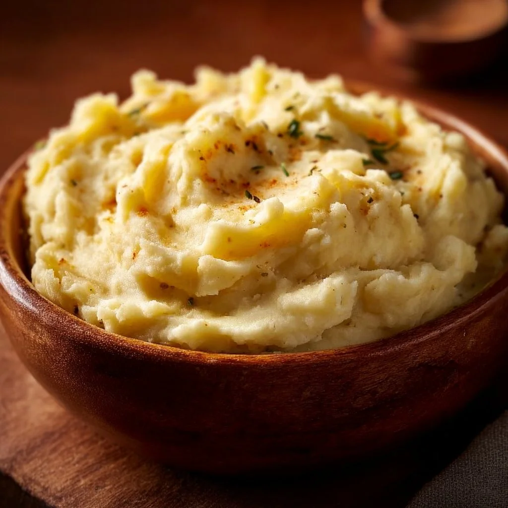 Creamy Million Dollar Mashed Potatoes served in a bowl
