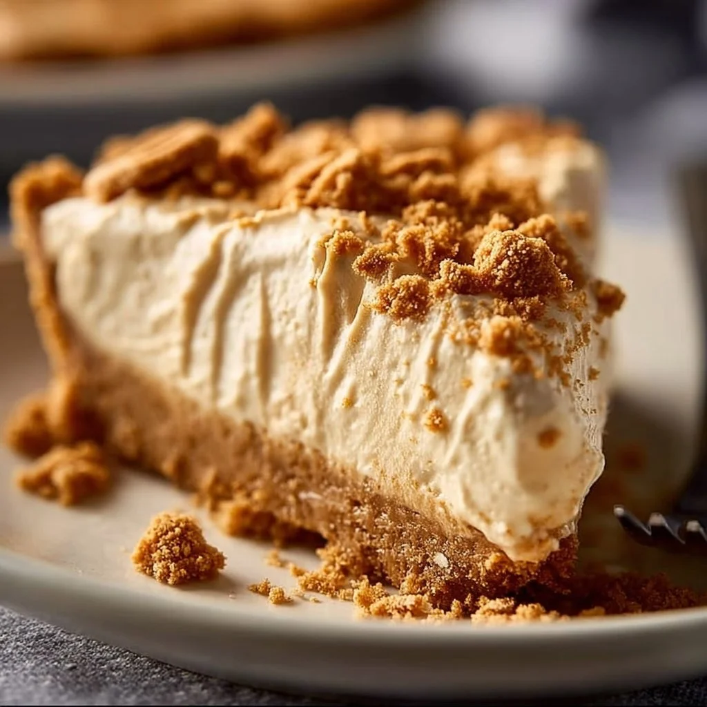 Delicious no bake Biscoff pie with a creamy filling and Biscoff cookie crust.