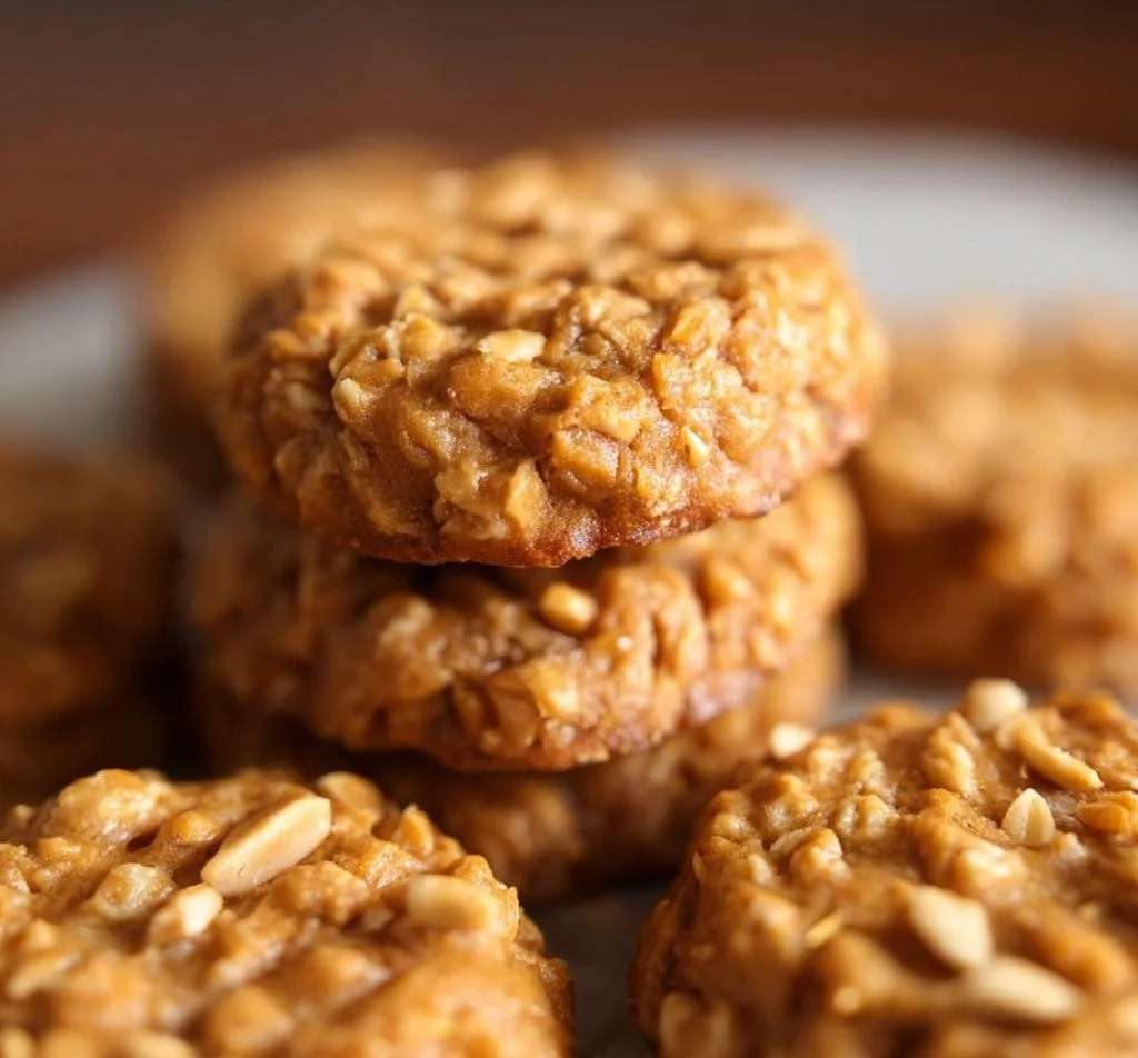 Plate of delicious no-bake peanut butter cookies