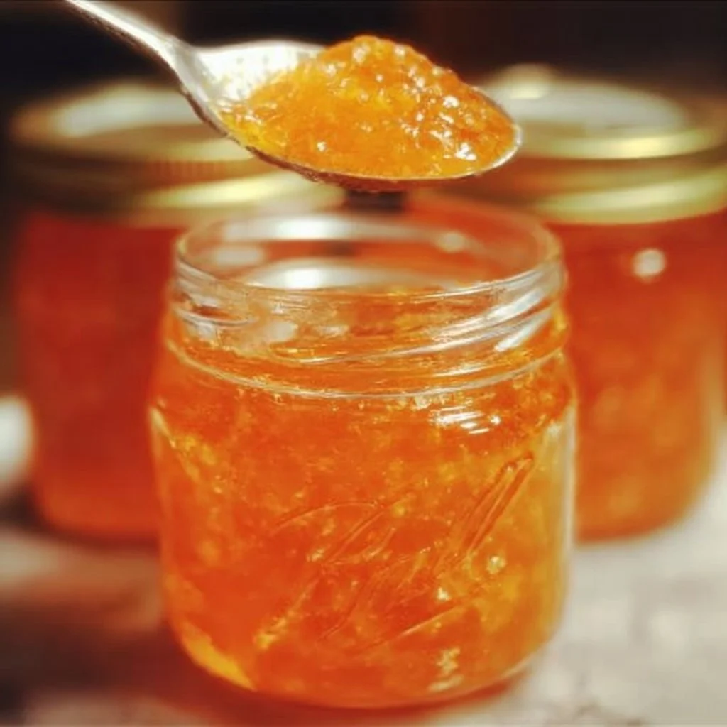 Homemade orange marmalade with fresh oranges in a jar