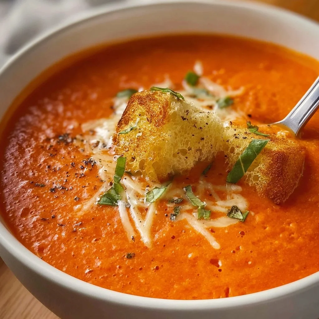 Delicious Panera Bread tomato soup in a bowl, perfect for cozy meals.