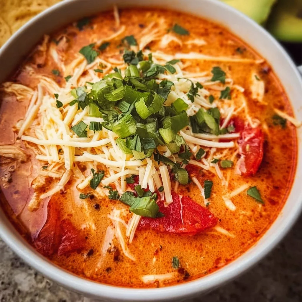 Bowl of Slow Cooker Buffalo Chicken Chili topped with green onions