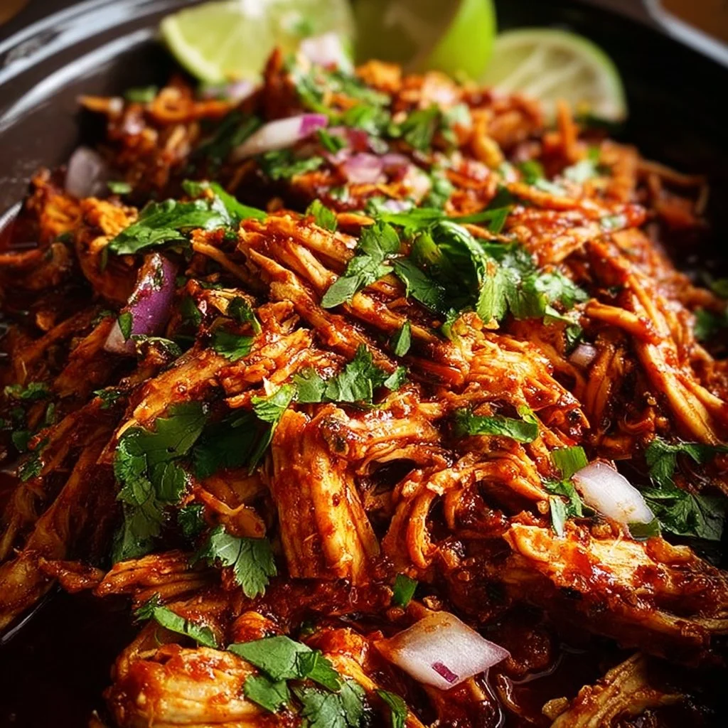 Delicious slow cooker chipotle chicken served with tortillas and toppings