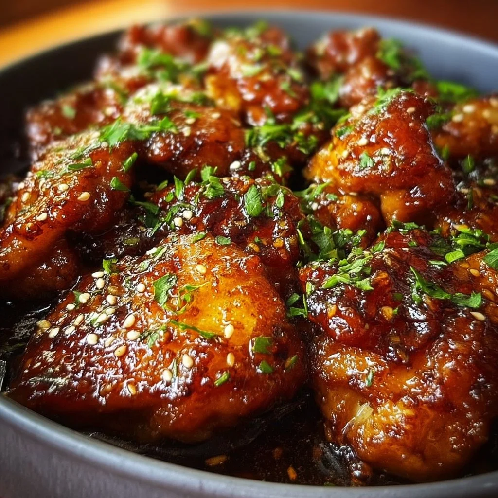 Slow cooker honey garlic chicken served with vegetables