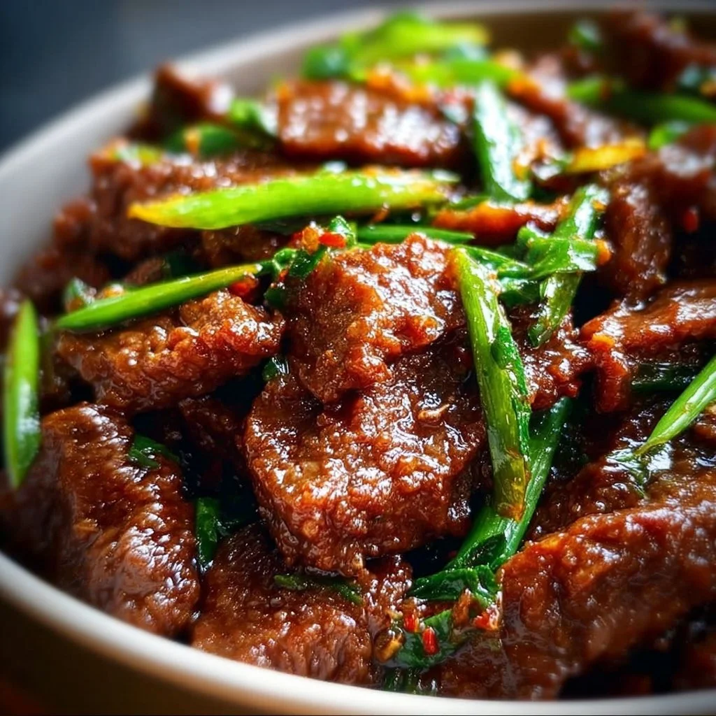 Delicious Slow Cooker Mongolian Beef served in a bowl with veggies